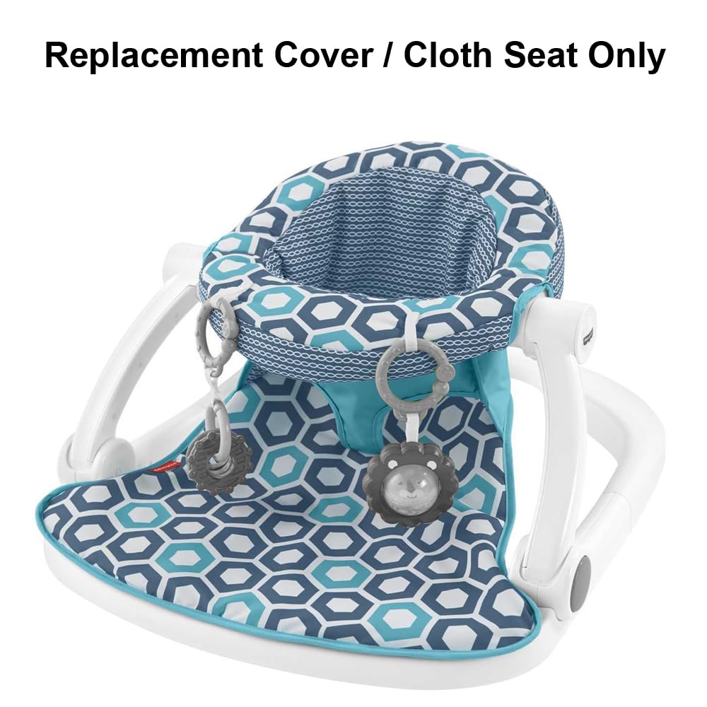 Replacement Part for Fisher-Price Sit-Me-Up Floor Seat - FKD95 ~ Replacement Cover/Cloth Seat ~ Blue, White and Turquoise Colors