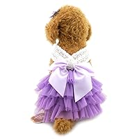 SMALLLEE_LUCKY_STORE Small Dog Party Skirts with Bow tie Princess Tutu Polka Dog/Cat Clothes, Large, Purple