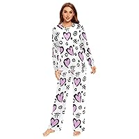 ALAZA Animal Red Flowers Couples Matching Pajamas Sets