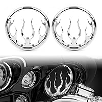 LIRU Motorcycle Flame Speaker Grill Accent Trim Cover Chrome for Harley Davidson Electra Glide 1996-2013,Street Glides 2006-2013,Trikes 2009-2013