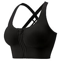 2024 New Zip Front Post-Surgery Bra Women's Wireless Sports Bras Strappy Medium Support Yoga Exercise Athletic Bra