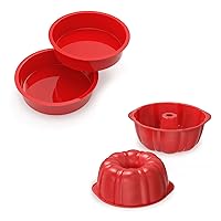 SILIVO 2x Silicone Cake Pans + 2x Silicone Bundt Pans