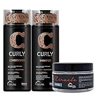 Truss Curly Shampoo and Conditioner Set to Control Frizz Bundle with Professional Miracle Hair Mask