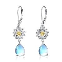 Mermaid/Daisy/Celtic Knot Earrings Moonstone Dangle Earrings S925 Sterling Silver Jewelry Gifts for Women Girls