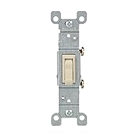 Leviton 1451-2IM 15 Amp, 120 Volt, Toggle Framed Single-Pole Ac Quiet Switch, Residential Grade, Grounding, 10-Pack, Ivory