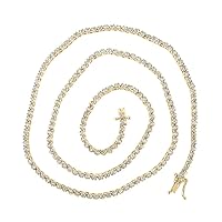 The Diamond Deal 10kt Yellow Gold Mens Round Diamond 18-inch Tennis Chain Necklace 3-1/4 Cttw