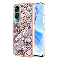 Compatible with Honor 90 Lite 5G Phone Case, TPU IMD Personalized Colorful Scales Gilded Border Slim Cases Scratch-Proof Shockproof Back Protective Cover for Honor90Lite 6.7
