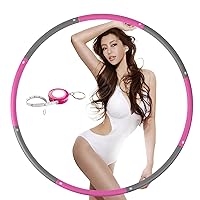 2lb Exercise Hoops for Adults, Adjustable Hoola Weighted Hoop, Detachable Section Soft Fitness Hoop for Weight Loss, Fat Burning, Home Gym Core Workout