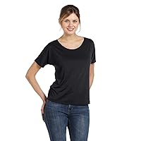 Bella+Canvas Women's Flowy Drapey Fit Simple T-Shirt, Small, Black