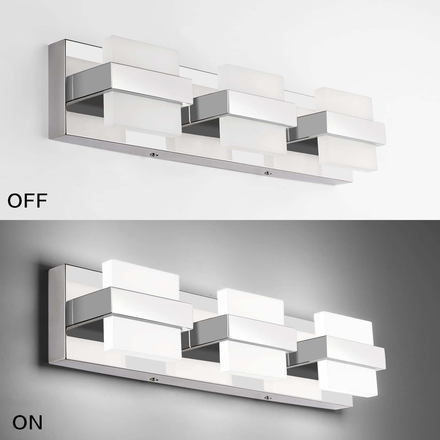 SOLFART Dimmable Bathroom Vanity Light Modern Bathroom Light Fixtures Over Mirror 3 Lights LED Light for Bathroom