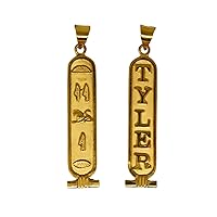 Customize Personalized Cartouche Double side ( 2 Sided ) solid pendant Necklace Available 14K Gold, 18K Gold and Sterling Silver Pendant Translate into ancient egyptian Hieroglyphs Handmade in Egypt