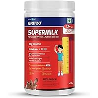 Supermilk Height for 13Y for Boys,Personalized Health Drink for Kids,High Protein (13 G) with Calcium + D3,21 Vitamins&Minerals,Zero Refined Sugar,100% Natural Double Chocolate,400 G,Powder