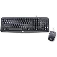 Slimline Wired Keyboard and Mouse Combo USB Plug-and-Play Numeric Keypad Adjustable Tilt Legs Optical Corded Mouse Full-Size Computer Keyboard Compatible with PC, Laptop - FFP Packaging Black