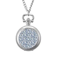 Crane Pattern Pocket Watch with Chain Vintage Pocket Watches Pendant Necklace Birthday Xmas