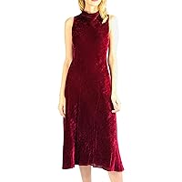 Sies Marjan Burgundy Fit and Flare Cocktail Party Midi Dress