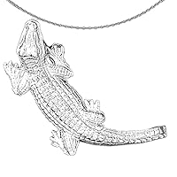Silver Alligator Necklace | Rhodium-plated 925 Silver Alligator Pendant with 18