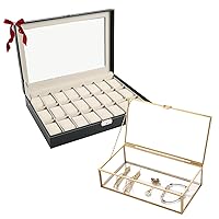 Watch Box 24 Slot + Golden Vintage Glass Keepsake Box