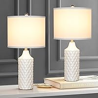 Ceramic Table Lamps Set of 2, White Modern Bedside Lamp 25