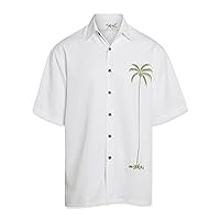 Bamboo Cay Men's Single Palm Embroidered Hawaiian Shirt