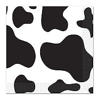 Beistle 16 Piece Cow Print Paper Napkins for Barnyard Animal Farm Birthday Party Supplies and Baby Shower Decorations, Black, White