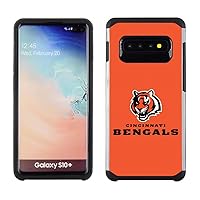 Samsung Galaxy S10 Plus - NFL Licensed Cincinnati Bengals Orange Textured Back Cover on Black TPU Skin