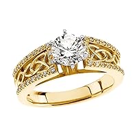 Solid 14k Yellow Gold 1 1/4 Cttw Diamond Celtic-Inspired Engagement Ring Band (Width = 6.7mm)