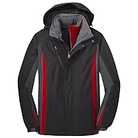 Port Authority Men's Water-Resistant 3-In-1 Jacket_Blk/Mag Gy/Red_XXXX-Large