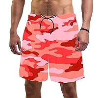 Pink Camo Military Men's Beach Shorts Ladies Summer Beach Shorts Casual and Comfortable Pajama Shorts