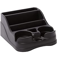 Small Center Console for Cars, Trucks, Minivans, SUVs, Vehicle Organizer, Cup Holders, Recycled Plastic, Made in USA (Black)