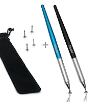 Disc Stylus 2 Pack Precise Disc Styli with 4 Replacement Disc Tips for Capacitive Touch Screen Tablets, Phones, Samsung Galaxy Note/Tab and More (Black+Blue)