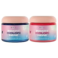 INH Semi Permanent Hair Color - Quartz Pink & Sapphire Blue | Color Depositing Conditioner, Temporary Hair Dye, Safe | 6 oz each