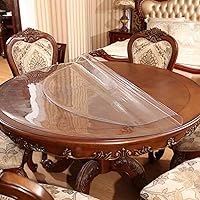 Clear Table Cover Protector PVC Vinyl Plastic Tablecloth Kitchen Table Covers Crystal Wipeable Circle Tablecloth Dining Coffee Table Pad Protector (1mm Thick,18 inch Diameter)