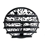 FixtureDisplays® Wall Mounted 5 Tier Nail Polish Rack Holder, Tree Silhouette Round Metal Salon Wall Art Display, Black 16785