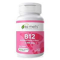 EZ Melts B12 Sublingual Vitamin 2,500 mcg, Methylcobalamin, Sugar-Free, 3-Month Supply