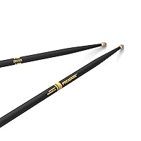 ActiveGrip Drum Sticks - Rebound 5A Drumsticks - For Secure, Comfortable Grip - Gets Tackier As Your Hands Sweat - Hickory Wood - Acorn Tip, Black, One Pair