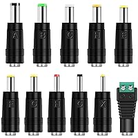 DC Plug 11 Connector Tips Kits [6.0x4.4mm 6.3x3.0mm 5.0x3.0mm 5.5x2.5mm 5.5x1.7mm 4.8x1.7mm 4.0x1.7mm 3.5x1.35mm 3.0x1.1mm 2.5x0.7mm LED Terminal Connector] for 5.5 x 2.1mm AC Power Adapter