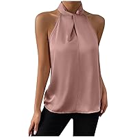 Women's Summer Halter Tops Plain Solid Color Dressy Blouses Sexy Tank Top Casual Sleeveless Cami Shirts