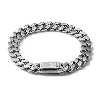 Men's Classic Stainless Steel Chain Link Bracelet with Brushed Signature Clasp, Size: Large, Style: J96B016L