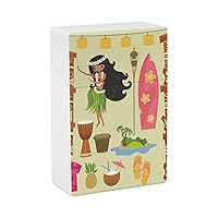 Luau Hawaii Pole Drums Torches Flip Closure Cigarette Case with Spring Switch Ideal Cigarettes Storage Container Gift for Smoker