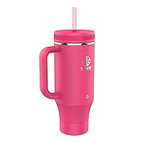 40 oz Stainless Steel Tumbler with Lid and Two Straws, Premium Quality, Double Wall Insulated, Wiith Handle, Keep Drinks Cold for Up to 24 Hours, Dragon Fruit