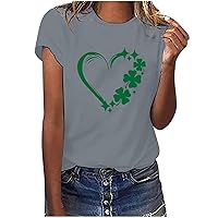 St. Patricks Day T Shirt Women Shamrock Leopard Printed Shirt Lucky Tee Cute Leave T-Shirt Causal Short Sleeve Tee Tops