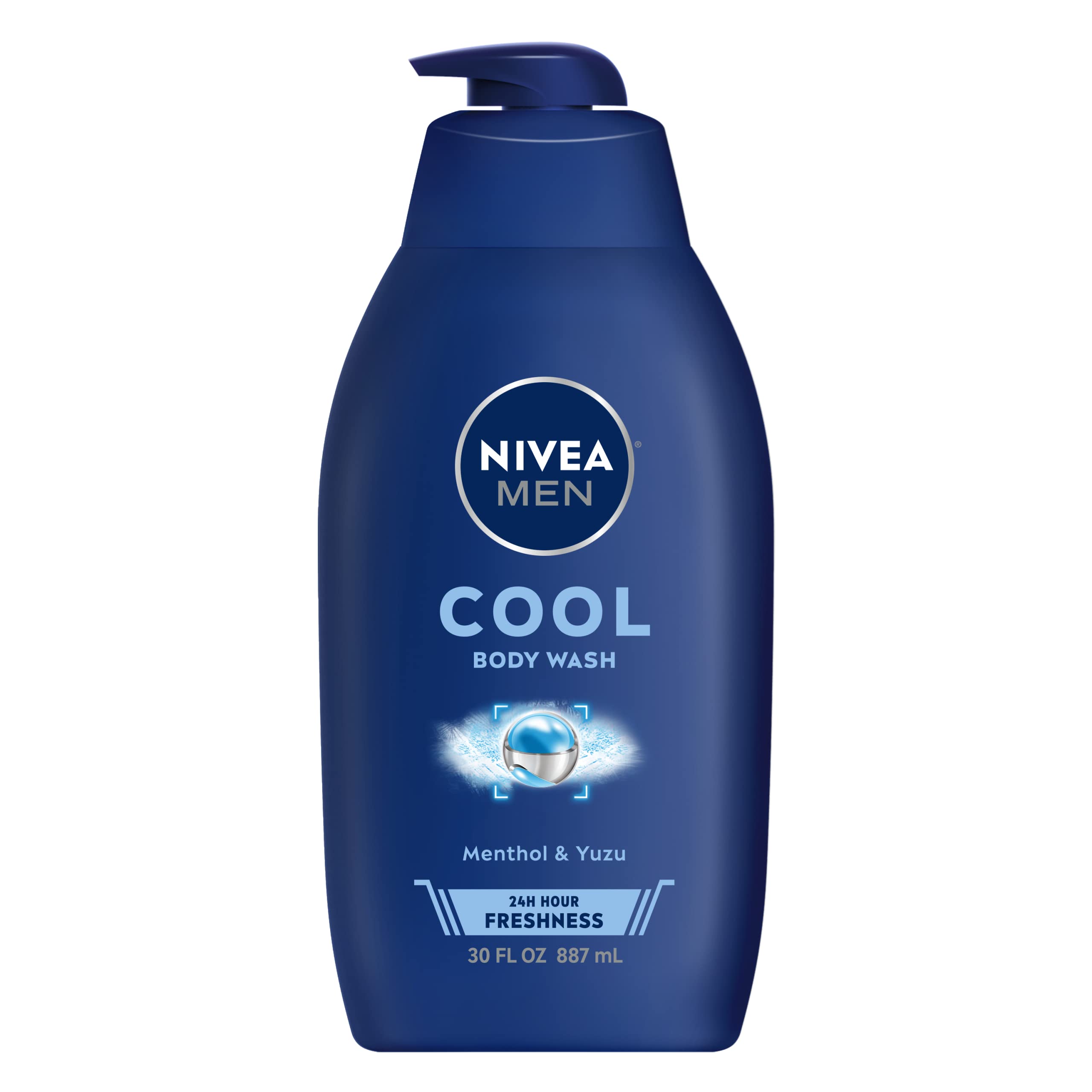 Nivea Men Cool Body Wash with Icy Menthol, Men Body Wash, 30 Fl Oz Pump Bottle