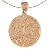 Star Of David Necklace | 14K Rose Gold Star of David & Scale of Justice Pendant with 18