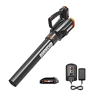 Worx 20V Cordless Leaf Blower WG547, Electric Blower, Powerful Turbine Fan Technology, 2-Speed Control, for One-Hand Operation, PowerShare – 1pc 2.0 Ah Battery and 1pc 0.4 A Charger Included