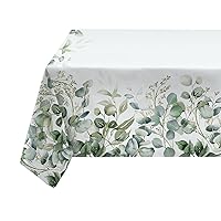 Sage Green Eucalyptus Leaves Tablecloth Waterproof Fabric,Rectangle Watercolor Oil-Proof Wrinkle Resistant Table Cover for Dining Table, Buffet Parties and Campin,Mint Color(52 * 70 inch)