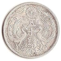 1928 JP -1935 Silver Japanese Coin Half Yen. Showa Era Japanese Phoenix Motif. Pre WW2 Coinage 50 Sen Circulated condition Graded by Seller