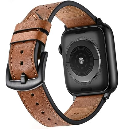 MODERN IDEAS FROM ABROAD MIFA Compatible with Apple Watch Band 45mm 44mm 42mm, Genuine Leather iWatch Bands for Men Women, Replacement Loop Vintage iWatch Strap for Series 8 7 6 5 SE 4 3 2 1, Brown