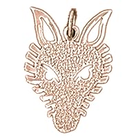Solid 14K Rose Gold Wolf Pendant - 18 mm