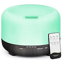 Essential Oil Diffuser Aromatherapy Humidifier: 500ml Ultrasonic Aroma Air Vaporizer for Large Room Quiet Mist Humidifiers Remote Control for Small Baby Bedroom Home Black-2pack