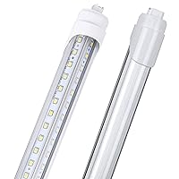 10Pack R17D/HO 8FT LED Tubes,90W,F96t12 HO 8 Foot Led Bulbs,10000LM, Cool White 6500K Clear Lens,Rotate V Shaped,T8/T12 Replacement,Dual-Ended Power